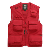 Men Utility Vest Work Zipper Tactical Work Vest Slim Pocket Jacket Vest Men's Outdoor Multi-Pocket