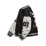 Varsity Jacket for Men Baseball Uniform Baseball Jackets Spring Hip Hop Cool Sleeve Cartoon Bear Jacket