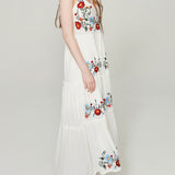 Women Dresses Embroidered Suspender Dress Long Dress