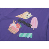 Men's T Shirt Summer Casual Tops Cartoon Candy Printed Short Sleeve T-shirt Men's round Neck Half Sleeve Street Fashion Loose Half Sleeve