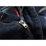 J Shaped Jeans Men's Jeans Blue with Holes Slim Straight