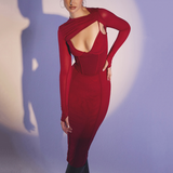 Bella Hadid Dress Sexy Mesh Fishbone Hollow Pleated Backless Dress