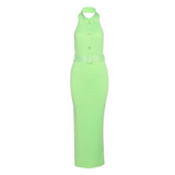 Music Festivals Rave Outfits Dress Summer Lapels Single-Breasted Sexy Backless Slim Fit Dress for Women