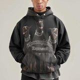 Present Hoodie Doberman Pinscher Printed Hoodie Distressed Loose