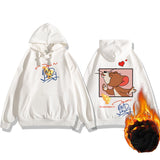 Tom And Jerry Hoodie Spring Fleece-Lined Loose Hooded Top