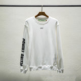 Off White Sweatshirts Long Sleeve round Neck Neck Neck Sweater for Men and Women