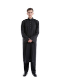 Mens Thobes Muslim Solid Color Two-Piece Set Men's Robe