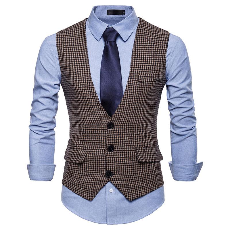 Mens Dress Vests Men's Vest Casual Jacket Business Waistcoat Men's Suit Vest Casual and Comfortable