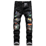 J Shaped Jeans New Men's Jeans Slim Straight Zip Pleated Trousers