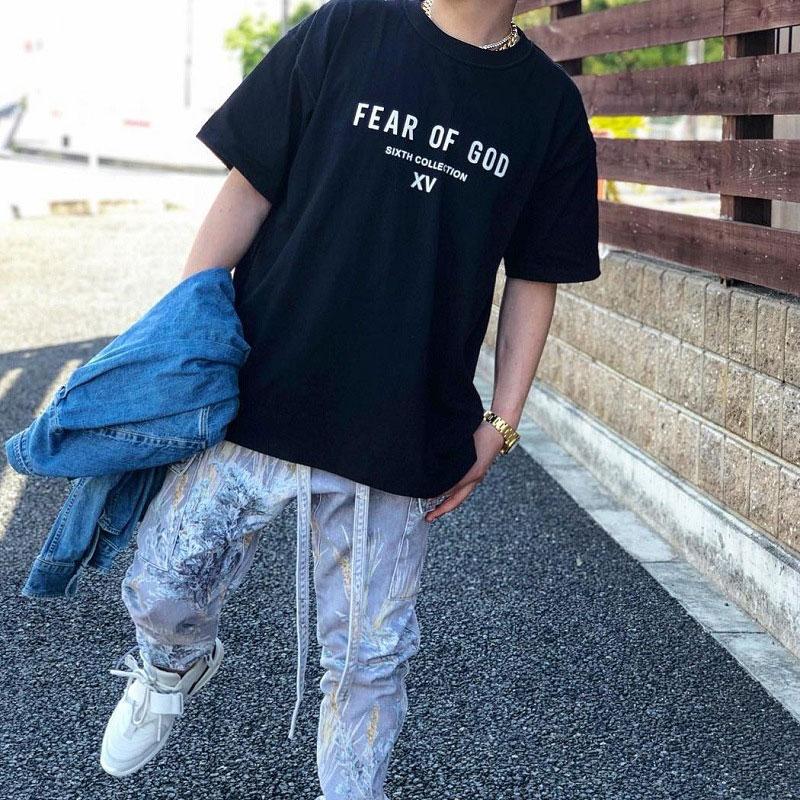 Fog T Shirt Tshirt Trendy Loose Short Sleeve Tshirt plus Size Retro Sports Casual Fashion Fear Of God essential