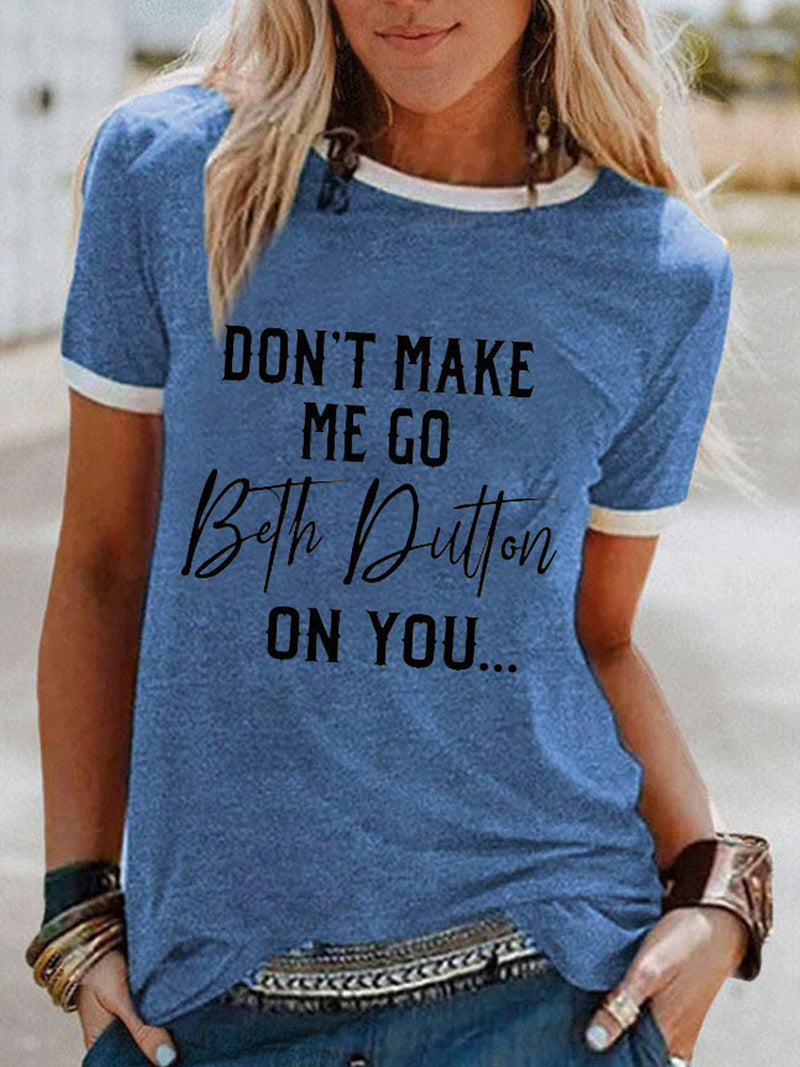 Beth Dutton Outfits Spring Printed Short Sleeve T-shirt