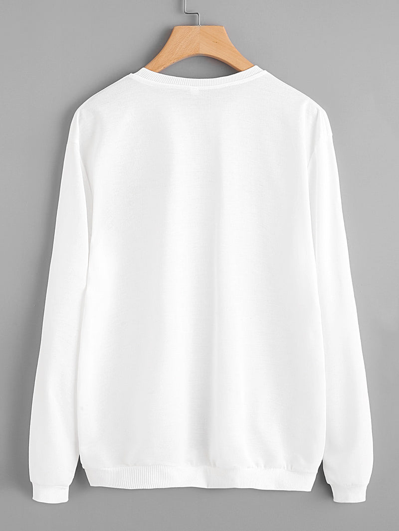 Black Rose Hoodie Rose Graphic Print Crew Neck Sweater