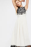 Women Dresses Bohemian Embroidered Floral Sleeveless Vest Dress Maxi Dress