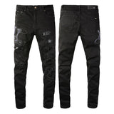 Amiri Jeans Casual Hip Hop Wash Splash-Ink Painted Slim Jeans Casual Fashionable 8560