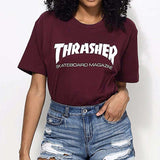 Thrasher T Shirt Thrasher Flame Loose Short Sleeve Fall Winter Couples