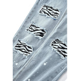 J Shaped Jeans Men's Jeans New Skinny Ripped Leg Opening Zipper