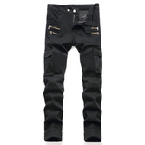 J Shaped Jeans New Men's Jeans Slim Straight Zip Pleated Trousers