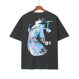 Rrr123 T-Shirt Vintage Distressed Fog Loose round Neck T-shirt