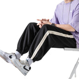 Men Trousers Men's Casual Pants Men's Striped High Waist Straight Loose Trousers