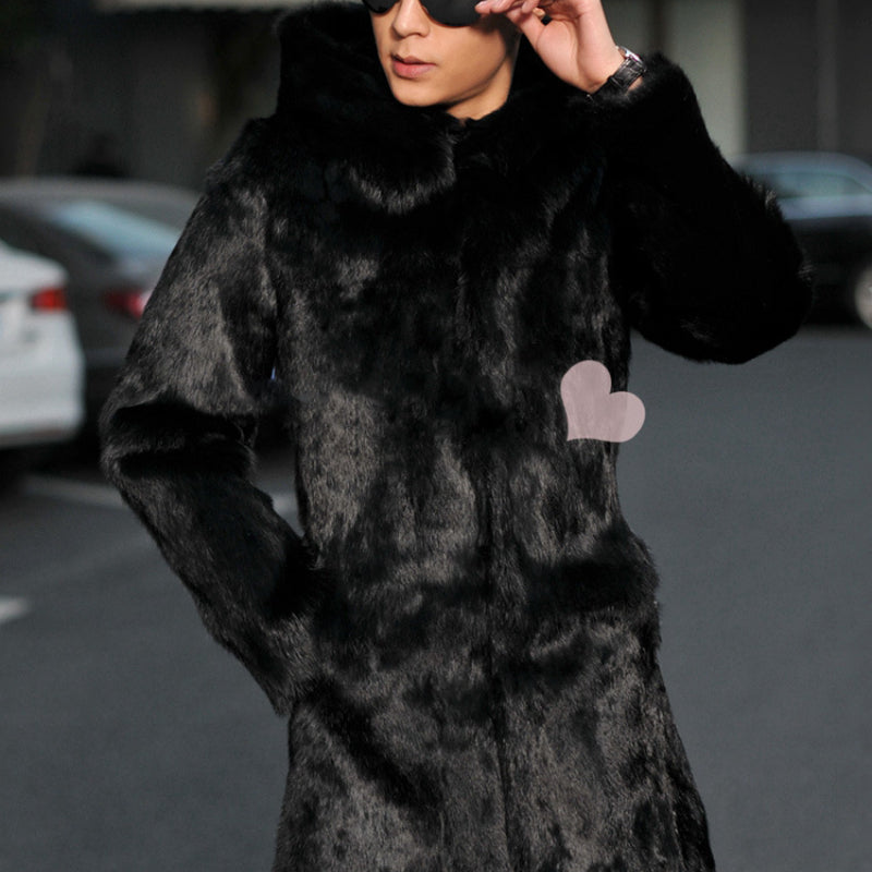 Beaver Coat Men Winter Menswear Fur Coat Hooded Warm Coat