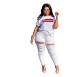 Women Plus Size Jeans Slim Ripped Denim Skinny Pants