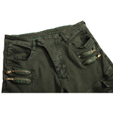 Men's Pleated Slim Fit Biker Jeans Biker Pleated Stretch Tapered Casual Pants Men's Slim Fit Cargo Pants