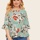 Women Plus Size Tops Loose Casual Print Round Neck Shirt