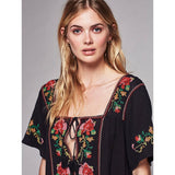Women Dresses Floral Embroidered Ethnic Style Dress