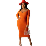 Large V-neck Strapless Thread Slim-Fit Sexy Dress