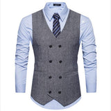 Tuxedo Vests Men Suit Vest Men's Autumn and Winter Double Breasted Waistcoat Men's Suit British Waistcoat