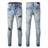 Amiri Jeans Casual Hip Hop Wash Splash-Ink Painted Slim Jeans Casual Fashionable 848