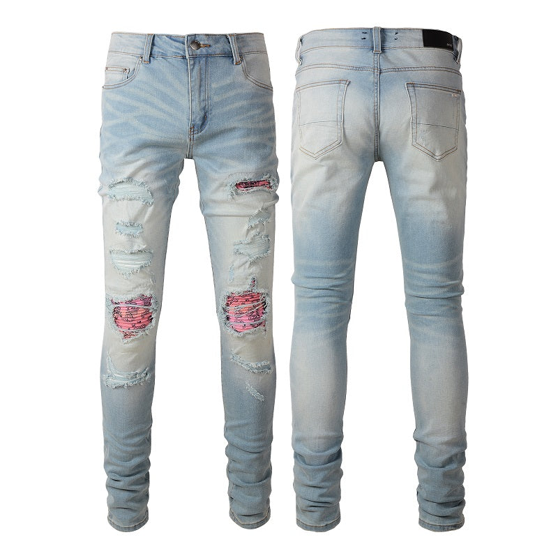 Amiri Jeans Casual Hip Hop Wash Splash-Ink Painted Slim Jeans Casual Fashionable 6589