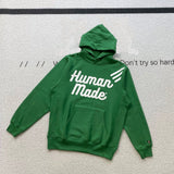 Human Made Hoodie Loose All-Match Velvet Padded Hooded Sweatshirt Couple