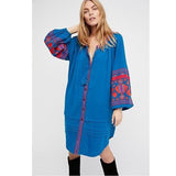 Women Dresses Summer Embroidered Loose Embroidered Dress