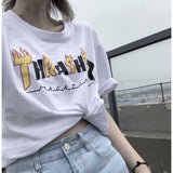 Thrasher T Shirt Summer Skateboard Flame Limited T-shirt Couple