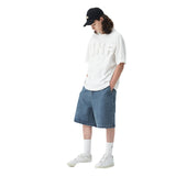 Men Shorts Simple Loose Casual Pants Mid-Waist Cotton Denim Shorts