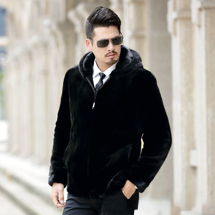 Beaver Coat Men's Autumn and Winter Imitation Fur Men's Jacket Short Casual Jacket