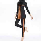 Burkini Swimwear Muslim Fashion Outfits Printed Tape Chest Pad Conservative Swimwear