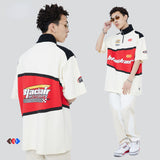 Blackair T Shirt Vintage Spring/Summer Locomotive Style T-shirt Zipper Polo Stand Collar