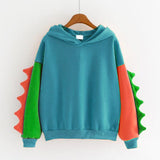 Dinosaur Sweaters Dinosaur Contrast Color Hooded Long Sleeve Sweater