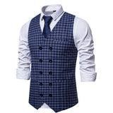 Tuxedo Vests Men Suit Vest European and American Fashion Plaid Vest Personality Fashion