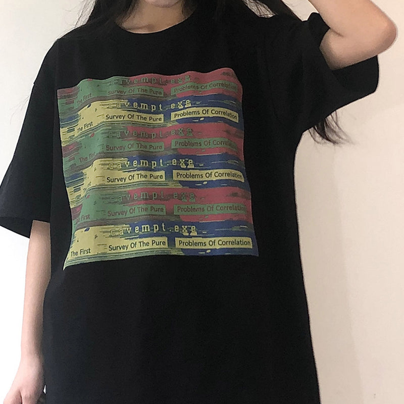 Cavempt Ce Life Cav Rainbow Bar Color Pull Print Men's and Women's T-shirt Short Sleeve