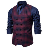 Tuxedo Vests Men Suit Vest European and American Fashion Plaid Vest Personality Fashion
