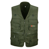 Men Utility Vest Work Zipper Tactical Work Vest Slim Pocket Jacket outside Spring and Autumn Multi-Pocket Men Casual and Comfortable