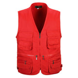 Men Utility Vest Work Zipper Tactical Work Vest Slim Pocket Jacket outside Spring and Autumn Multi-Pocket Men Casual and Comfortable