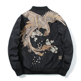 Varsity Jacket Embroidered Jacket Men's Ukiyo-E Phoenix Embroidery Baseball Uniform Jacket MA-1 Jacket