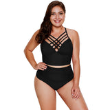 Women Plus Size Swimwear Tankinis Summer Two-Piece High Waist Swimsuit