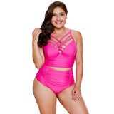 Women Plus Size Swimwear Tankinis Summer Two-Piece High Waist Swimsuit