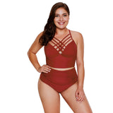 Women Plus Size Swimwear Tankinis Summer Two-Piece High Waist Swimsuit