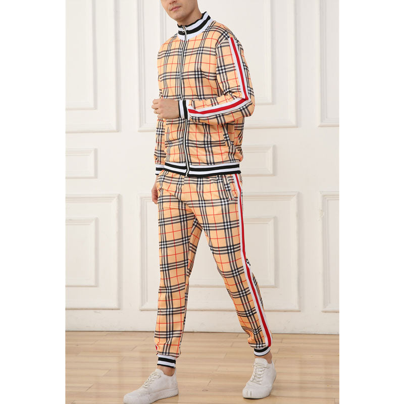 Men's Athletic Tracksui Men's Sports Coat and Pants Suit Letter Jogging Suit